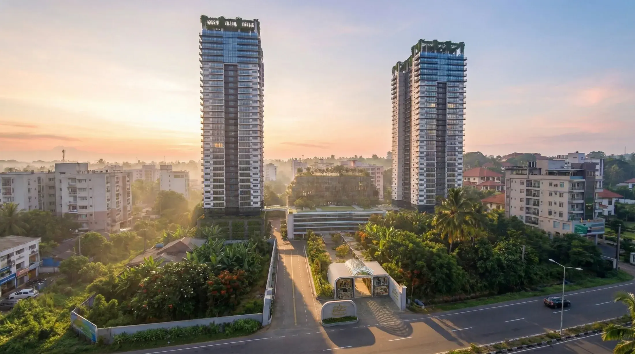 Bellevue Residencies aerial sunrise view