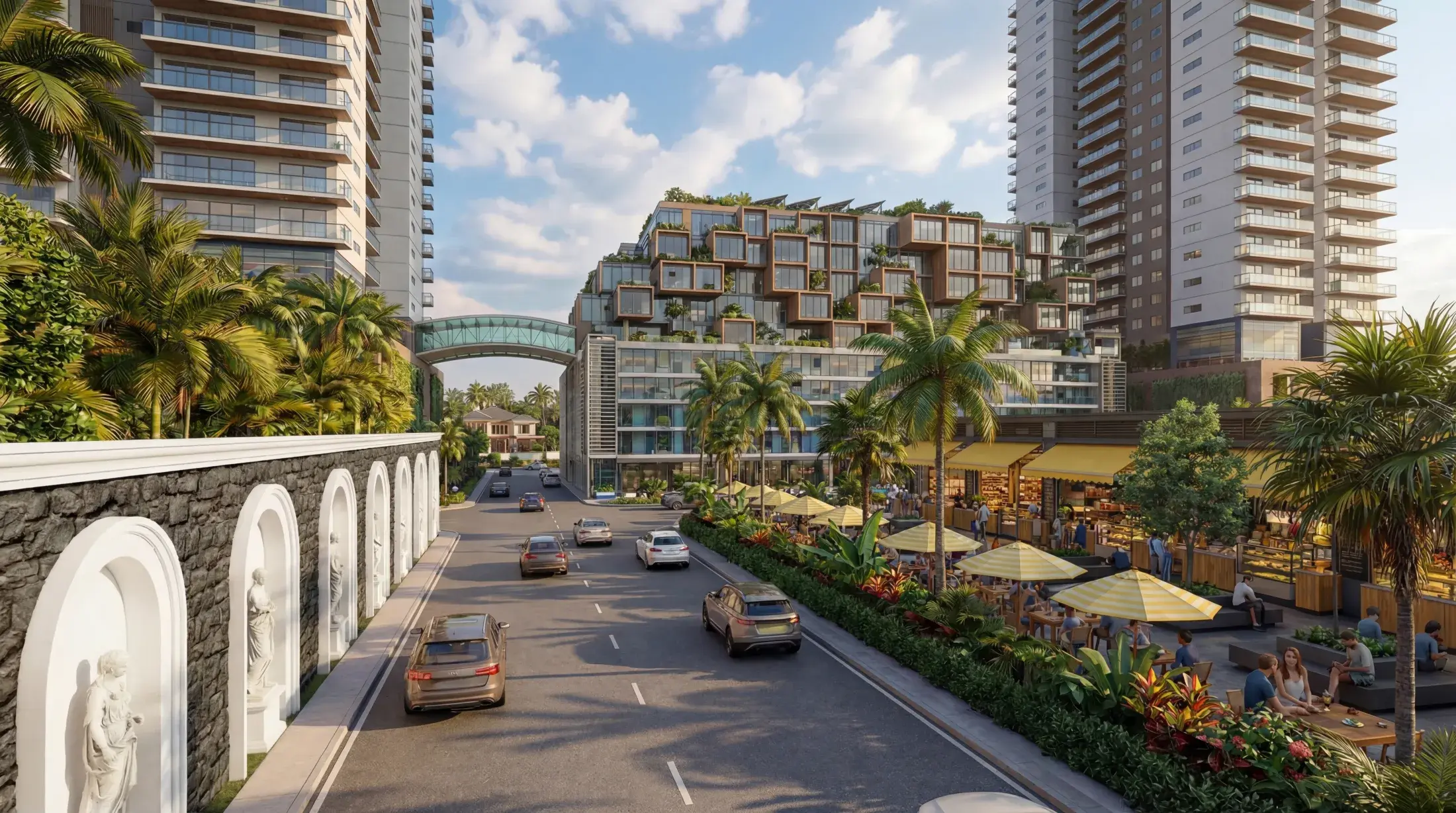 Bellevue Residencies boulevard and retail approach